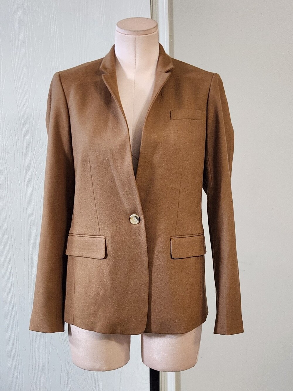 J.Crew Regent Blazer Womens Camel Brown Wool Stand Collar - Picture 3 of 16